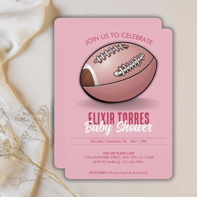 Elegant Pink Football Baby Shower Invitation (Creator Uploaded)