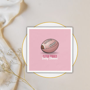 Elegant Pink Football Baby Shower Napkin