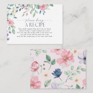 Elegant Pink Garden Flower Please Bring A Recipe Enclosure Card
