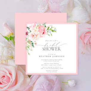 Elegant Pink Garden Flowers Bridal Shower Invitation