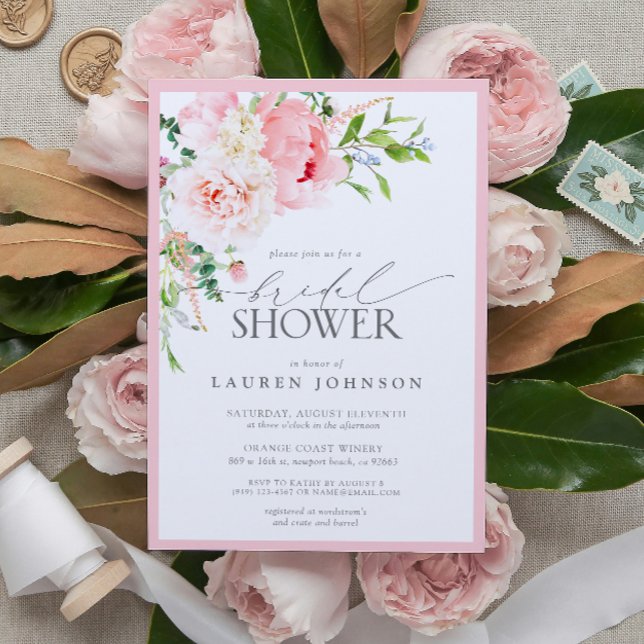 Elegant Pink Garden Flowers Bridal Shower Invitation (Elegant Pink Garden Flowers Bridal Shower Invitation!)