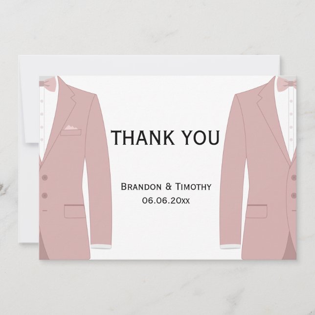 Elegant Pink Gay Wedding Thank You Cards (Front)