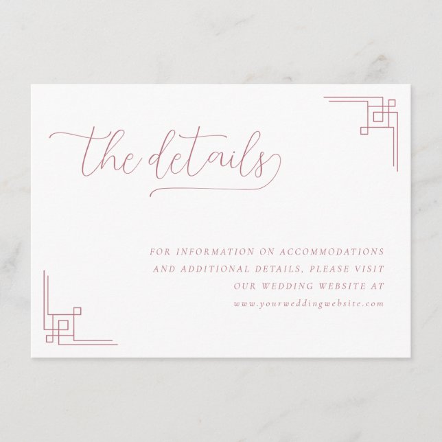 Elegant Pink Geometric Details Enclosure Card (Front)
