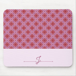 Elegant Pink Geometric Pattern Monogram Mousepad