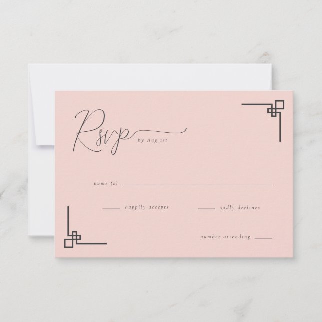 Elegant Pink Geometric RSVP Card (Front)