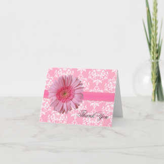 Elegant Pink Gerber Daisy Thank You Card