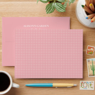 Elegant Pink Gingham Watercolor Garden Envelope