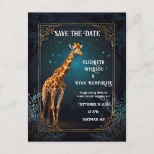 Elegant Pink Giraffe Wedding Invitation Photo Postcard