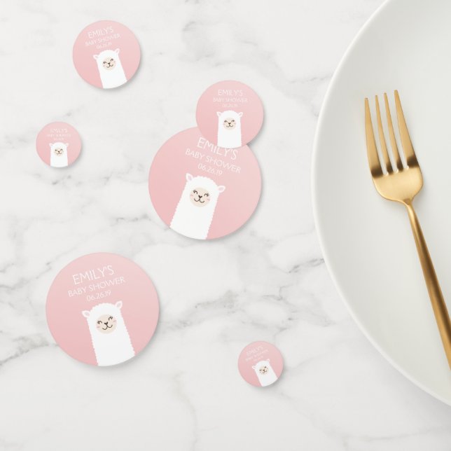 Elegant Pink Girl Baby Shower Cute Kawaii Llama Confetti (Group)