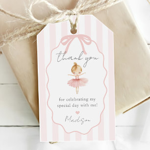 Elegant Pink Girl Ballerina Birthday Party Gift Tags