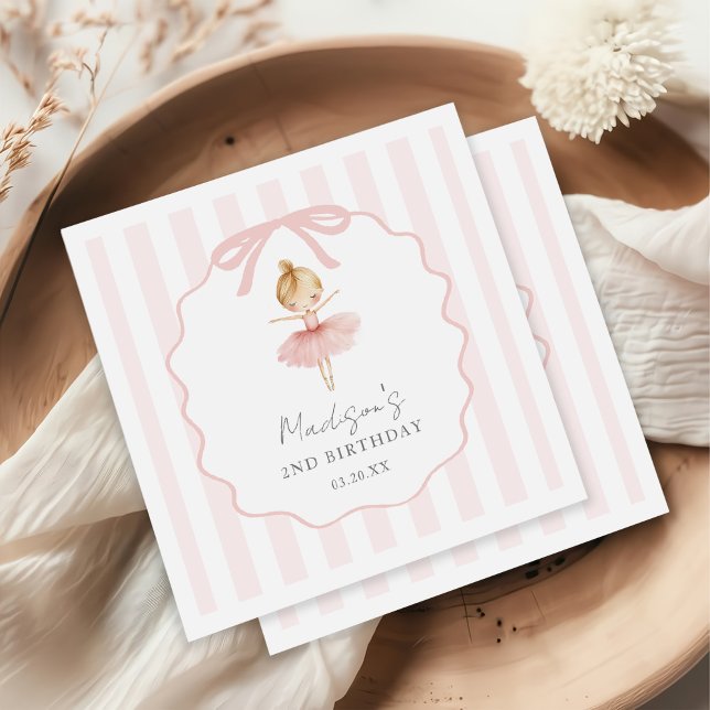 Elegant Pink Girl Ballerina Birthday Party Napkin (Creator Uploaded)