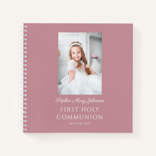 Elegant Pink Girl First Communion Guestbook Notebook