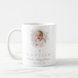 Elegant Pink Girl Photo Baptism Coffee Mug