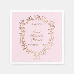Elegant Pink Girl's Baptism Napkin