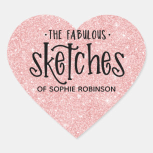 Elegant Pink Girly Glitter Artist Business Heart Sticker