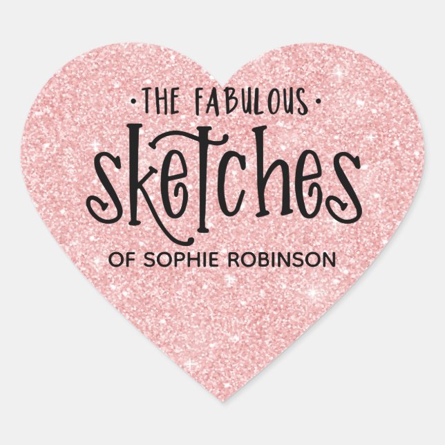 Elegant Pink Girly Glitter Artist Business Heart Sticker (Front)