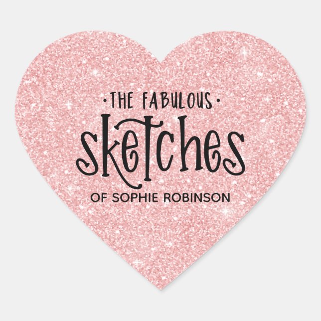 Elegant Pink Girly Glitter Artist Business Heart Sticker (Front)