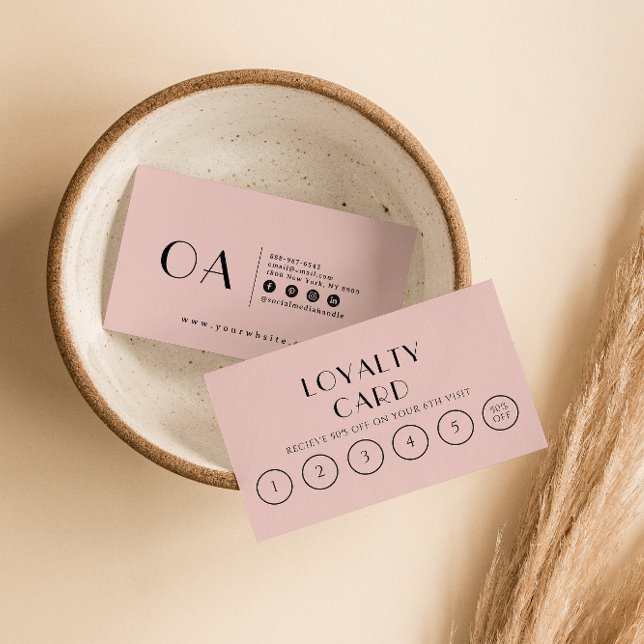 Elegant Pink Girly Neutral Boho Modern 6 Punch  Loyalty Card (Creator Uploaded)