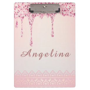 Elegant Pink Glam Glitter Drip  Clipboard
