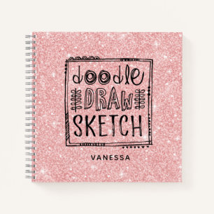 Elegant Pink Glitter Artist Sketchbook Notebook