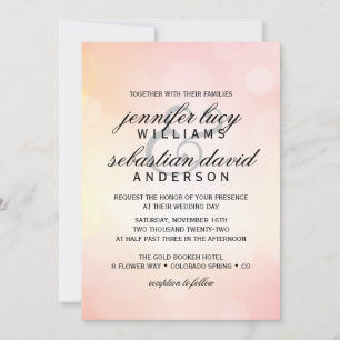 Elegant Pink Glitter Bokeh Light Chic Wedding Invitation