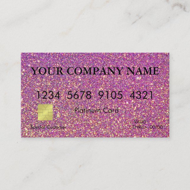 Elegant Pink Glitter Credit Card (Front)