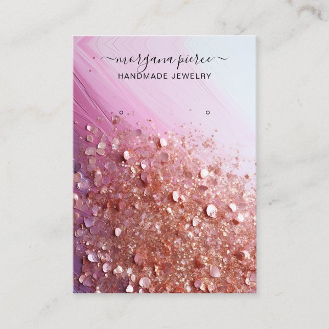 Elegant Pink Glitter Earrings Jewellery Display Ca Business Card (Front)