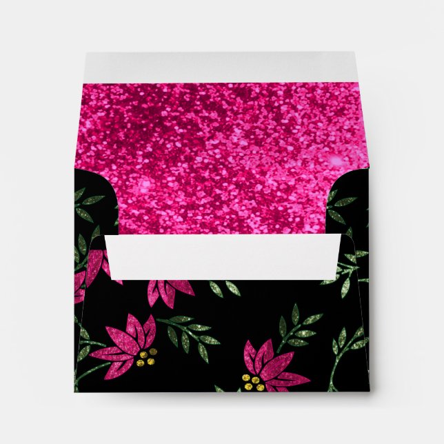 Elegant Pink Glitter Flowers Envelopes (Back (Bottom))