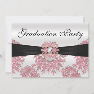 Elegant Pink Glitter Graduation Party Invitation