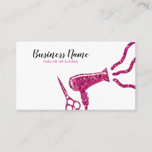 Elegant Pink Glitter Hair Dryer Hairdresser Appointment Card