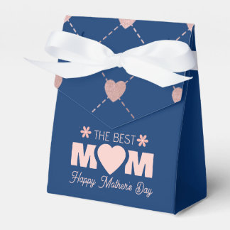 Elegant Pink Glitter Heart Pattern Navy Best Mum  Favour Box