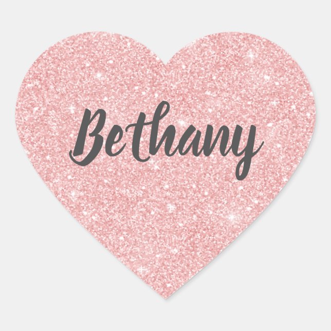 Elegant Pink Glitter Heart Sticker (Front)