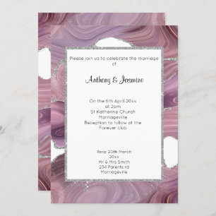 ELEGANT PINK GLITTER MARBLE WEDDING  INVITATION