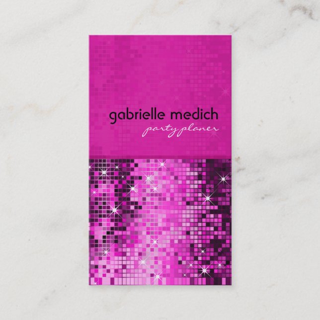 Elegant Pink Glitter Metallic Sequence Pattern Business Card (Front)