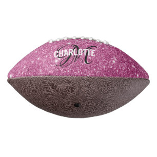 Elegant pink glitter monogram name football american football