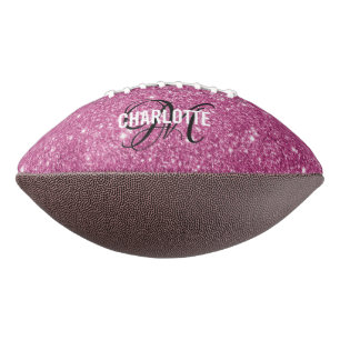 Elegant pink glitter monogram name football american football