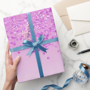 Elegant Pink Glitter Ombre Cascading  Wrapping Paper