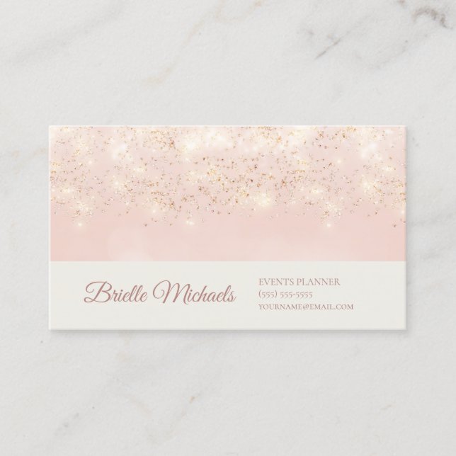 Elegant Pink Glitter Sparkle Professional Script Business Card (Front)