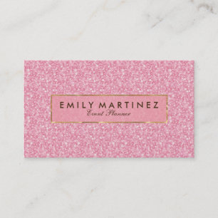 Elegant Pink Glitter& Sparkles Gold Accents Business Card