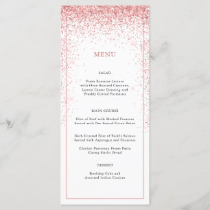Elegant Pink Glitter Special Occasion Menu