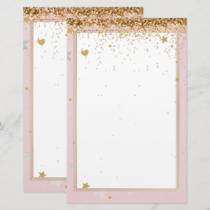 Elegant pink glitter stationery
