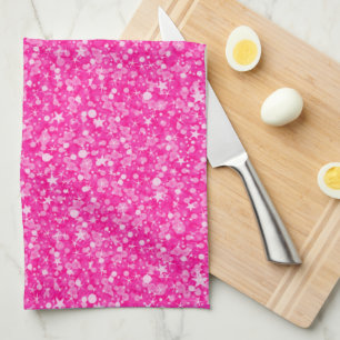 Elegant Pink Glitter Tea Towel
