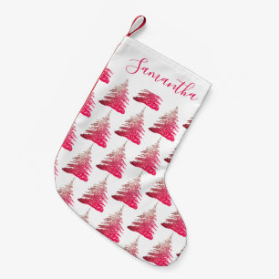 Elegant Pink Glitter Trees  Small Christmas Stocking