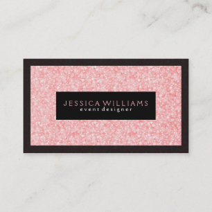 Elegant Pink Glitter With Black Accents Business Card