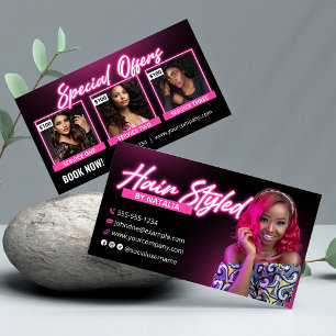 Elegant Pink Glow Hair Stylist Photo Business Card