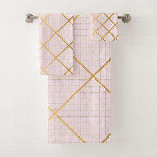 ELEGANT PINK GOLD 2 DIAMOND BATHROOM TOWEL SET