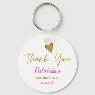 Elegant Pink Gold 50th Birthday Thank You  Favours Key Ring