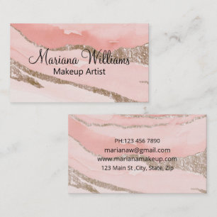 elegant pink gold beauty makeup artist business card