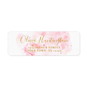 Elegant Pink & Gold Bridal Shower Return Address 