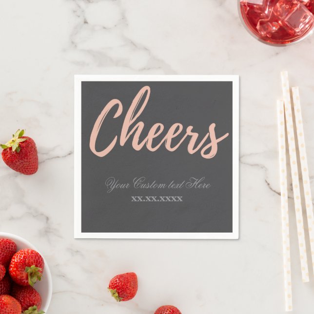 Elegant Pink Gold Cheer Party Theme Design napkin (Insitu)